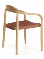 ELEGANTE sedia con braccioli scelta colore in corda e gambe in legno di eucalipto design giardino o terrazzo