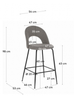 AUXILIAR choix de couleur de tissu et tabouret design à structure en métal noir