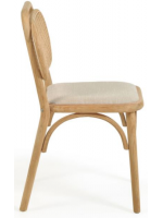 ANTIA silla de madera maciza de roble con respaldo de mimbre y asiento de tejido hidrófugo