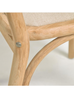 ANTIA sedia in legno massello di rovere schienale in rattan e seduta in tessuto idrorepellente