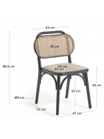 MORGAN chair in solid oak wood with rattan back and seat in water-repellent fabric
