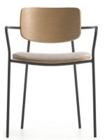 NETFIX chaise en bois de chêne avec coussin en tissu antitache et structure en métal noir