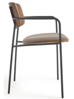 ARENA sedia impiallacciato noce finitura naturale con cuscinetto in tessuto antimacchia e struttura in metallo nero