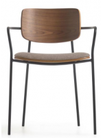 ARENA chaise en bois de chêne avec coussin en tissu antitache et structure en métal noir