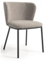 ACETTA silla de diseño en tejido de piel de oveja a elegir y patas de metal negro