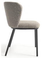 ACETTA silla de diseño en tejido de piel de oveja a elegir y patas de metal negro