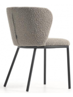 ACETTA Chaise design en peau lainée coloris au choix et pieds métal noir