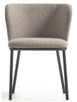 ACETTA in shearling fabric color choice and black metal legs design chair
