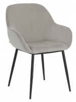 BING senape o grigio chiaro in velluto a coste piccole sedia con braccioli struttura in metallo nero design casa poltroncina