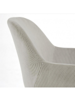 BING senape o grigio chiaro in velluto a coste piccole sedia con braccioli struttura in metallo nero design casa poltroncina