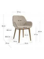 CLEM scelta colore in tessuto sedia con braccioli gambe in frassino scuro design casa poltroncina