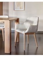 ARCA Chaise avec accoudoirs en peau lainée et pieds en frêne naturel fauteuil de maison design