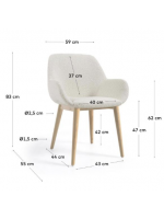 ARCA Chaise avec accoudoirs couleur au choix en peau lainée et pieds en frêne naturel fauteuil de maison design