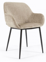 DESA in ciniglia beige sedia con braccioli struttura in metallo nero design casa poltroncina