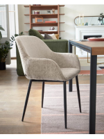 DESA Chaise en chenille avec accoudoirs structure en métal noir fauteuil de maison design