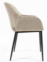 DESA in ciniglia beige sedia con braccioli struttura in metallo nero design casa poltroncina