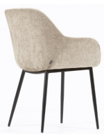 DESA in ciniglia beige sedia con braccioli struttura in metallo nero design casa poltroncina