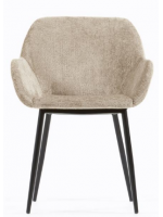 DESA in ciniglia beige sedia con braccioli struttura in metallo nero design casa poltroncina