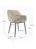 DESA in ciniglia beige sedia con braccioli struttura in metallo nero design casa poltroncina