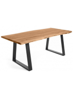 APORT choice of measure top in solid natural acacia wood and structure in black metal design table