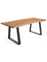 APORT choix de mesure plateau en bois d'acacia naturel massif et structure en métal noir table design