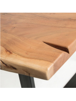 APORT choice of measure top in solid natural acacia wood and structure in black metal design table