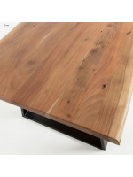 APORT choix de mesure plateau en bois d'acacia naturel massif et structure en métal noir table design
