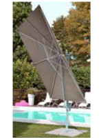 BAIA Parasol 300x300 en aluminium blanc et tissu sable