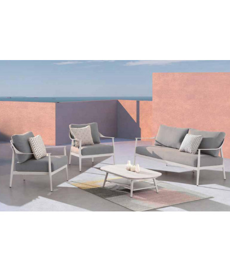 BOGART set salotto in alluminio verniciato bianco cuscini inclusi per esterno  giardino terrazzi hotel