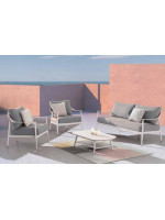 BOGART set salotto in alluminio verniciato bianco cuscini inclusi per esterno giardino terrazzi hotel