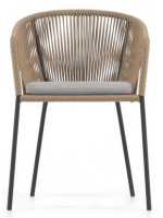 EZIO scelta colore sedia con braccioli in corda in poliestere e struttura in acciaio zincato e cuscino seduta