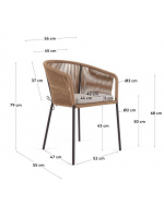 EZIO Silla con reposabrazos en cuerda de poliéster y estructura de acero galvanizado y cojín de asiento