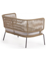 SEATTLE canapé en corde beige et pieds en acier galvanisé avec coussin inclus pour intérieures et extérieures