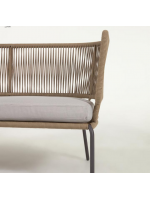 SEATTLE beige rope sofa and galvanized steel legs with cushion included for indoor and outdoor garden terraces