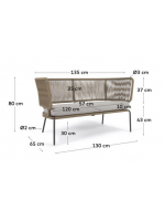 SEATTLE beige rope sofa and galvanized steel legs with cushion included for indoor and outdoor garden terraces