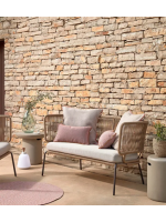 SEATTLE canapé en corde beige et pieds en acier galvanisé avec coussin inclus pour intérieures et extérieures
