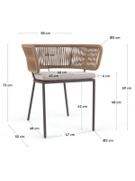 SEATTLE silla con apoyabrazos de cuerda y metal para terrazas de jardín interiores y exteriores