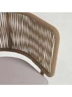 SEATTLE fauteuil en corde et métal avec coussin inclus pour terrasses de jardin intérieures et extérieures