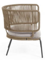 SEATTLE fauteuil en corde et métal avec coussin inclus pour terrasses de jardin intérieures et extérieures