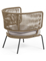 SEATTLE fauteuil en corde et métal avec coussin inclus pour terrasses de jardin intérieures et extérieures
