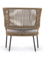 SEATTLE fauteuil en corde et métal avec coussin inclus pour terrasses de jardin intérieures et extérieures