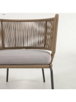 SEATTLE armchair in rope and metal with cushion included for indoor and outdoor garden terraces