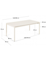 BRICCO da 140 o da 180 cm allungabile 200 o 240 cm in alluminio antiossidante bianco tavolo per interno e per esterno