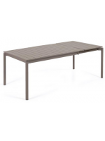 ILIADE 140 or 180 cm extendable 200 or 240 cm in taupe antioxidant aluminum table for indoor and outdoor