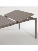 ILIADE 140 or 180 cm extendable 200 or 240 cm in taupe antioxidant aluminum table for indoor and outdoor