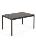 DAMATO 140 ou 180 cm extensible 200 ou 240 cm en aluminium noir antioxydant table pour intérieur et extérieur