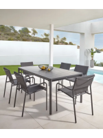 DAMATO 140 o 180 cm extensible 200 o 240 cm en aluminio antioxidante negro mesa para interior y exterior