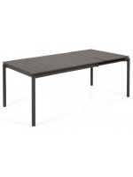 DAMATO 140 ou 180 cm extensible 200 ou 240 cm en aluminium noir antioxydant table pour intérieur et extérieur