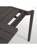 DAMATO 140 ou 180 cm extensible 200 ou 240 cm en aluminium noir antioxydant table pour intérieur et extérieur