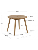 CEVIS table Ø 90 cm en bois d'acacia massif pour l'intérieur ou l'extérieur